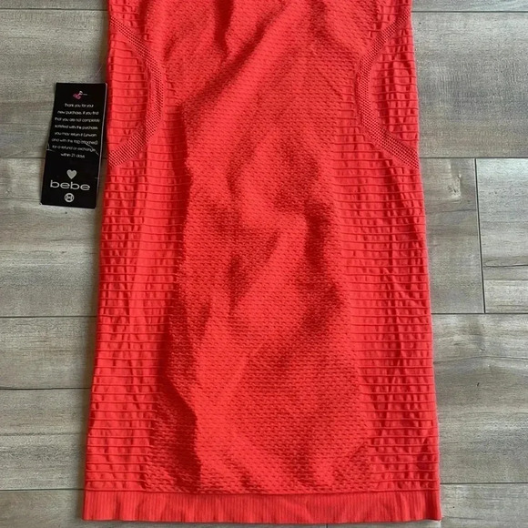 NWT Bebe Bodycon Orange Mini Dress Sz M/L - Picture 3 of 7